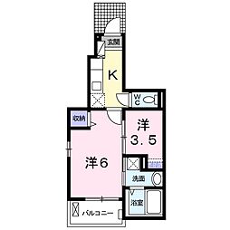 ディアコート中津 1SKの間取図画像