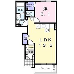 スカイヒルズコート 1LDKの間取図画像