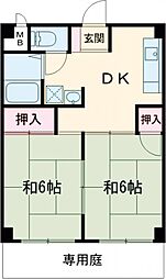 プチハイム薫 2DKの間取図画像