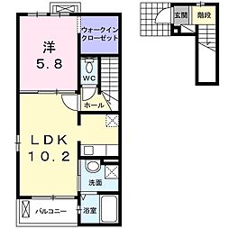 サニーフォーリスト 1LDKの間取図画像