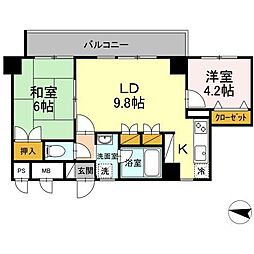 宮城県仙台市太白区鈎取1丁目2-10の賃貸マンション 3階2LDKの間取り