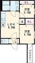 ImaisonRhodon 2LDKの間取図画像