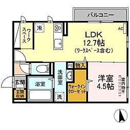 ハムステッドガーデン 1LDKの間取図画像