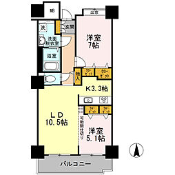 品川シーサイドビュータワー1 2LDKの間取図画像