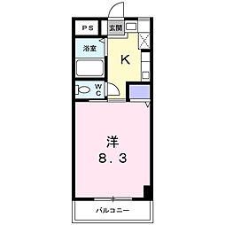 泉川マンション 2階1Kの間取り