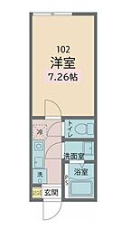 カインドネス鷹の台 1階1Kの間取り