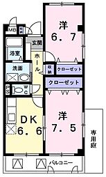 フォーチュン 2DKの間取図画像