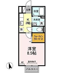 パストラル・コンフォート 2階1Kの間取り