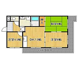 コスモグレイス.1 3DKの間取図画像