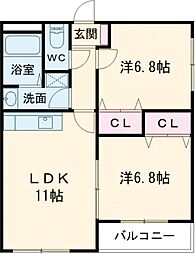 グッドタウン 2LDKの間取図画像