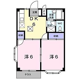 エルディムサン 2DKの間取図画像