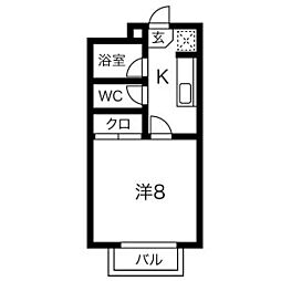 国見パーソナル3 1Kの間取図画像