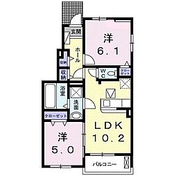 セラーム 1階2LDKの間取り