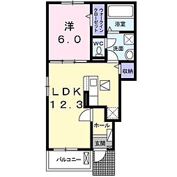 クリスタルパレス2 1LDKの間取図画像