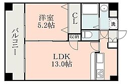 熊本市電B系統 蔚山町駅 徒歩3分の賃貸マンション 8階1LDKの間取り