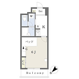 JR東北本線 郡山駅 徒歩7分の賃貸マンション 10階1Kの間取り