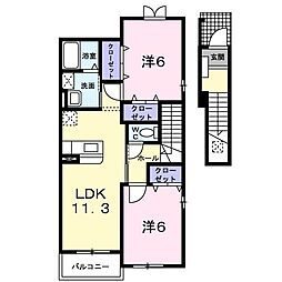プラシード 2LDKの間取図画像