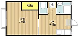 エスパスホマーA 1DKの間取図画像