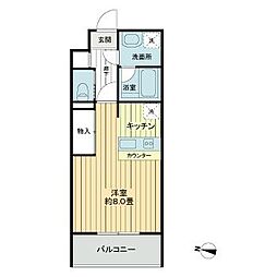 ヴィアーレ新寺 5階ワンルームの間取り
