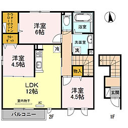 エトワール天美A棟 3LDKの間取図画像