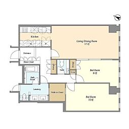 プルデンシャルタワーレジデンス 36階2LDKの間取り