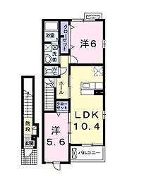 サングレイス2 2LDKの間取図画像