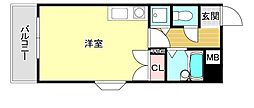 クレアトール百道 ワンルームの間取図画像