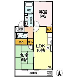 パルテール 1階2LDKの間取り