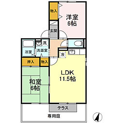 サンセールカンザキA 2LDKの間取図画像