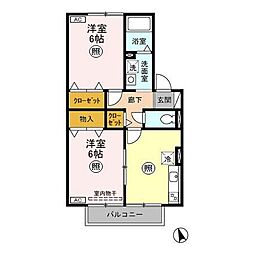 エピナール　Ｄ 1階2DKの間取り
