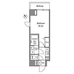 GRANPASEO田端A 1Kの間取図画像