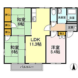 ボヌール羽屋B 3LDKの間取図画像