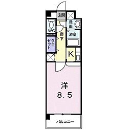 Ｃｏｒｄｅｌｉａ 4階1Kの間取り