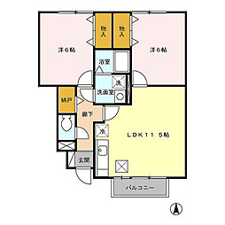 スイセイ 2LDKの間取図画像