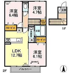 望 2階3LDKの間取り