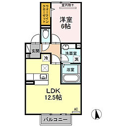 プレミアム参番館 1LDKの間取図画像