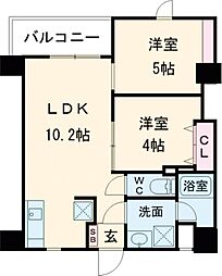 スカイテラス 8階2LDKの間取り