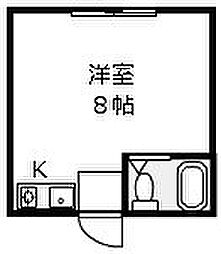 ルピナスかつらぎA棟 2階ワンルームの間取り