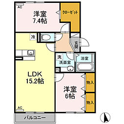 ヴァイオレット 305 3階2LDKの間取り