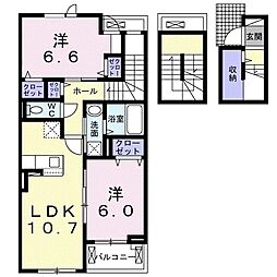 ゴールデンステージ松阪B 2LDKの間取図画像