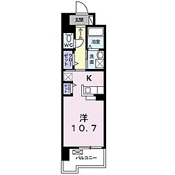 グランクリュ佐古WEST ワンルームの間取図画像