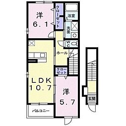 メゾンド・アヴェニールD 2LDKの間取図画像