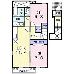 パッシィオーネA 2LDKの間取図画像