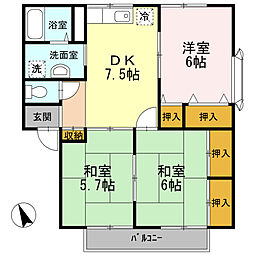 プレジール大前　B棟 1階3DKの間取り
