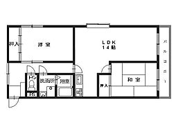シャトル緑井 2階2LDKの間取り