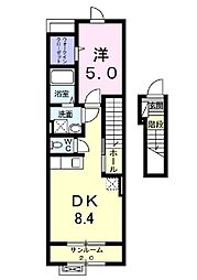 エレガンテ・フィオーレ 1DKの間取図画像