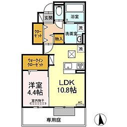 D-Roomなのはな通り 1LDKの間取図画像