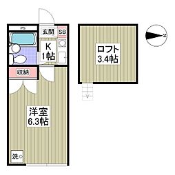 ガザニア 1Kの間取図画像