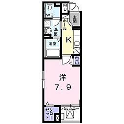 ＣＯＣＯＬＡＵＬＥＡ 1階1Kの間取り