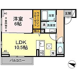ハイクレア篠崎 1階1LDKの間取り